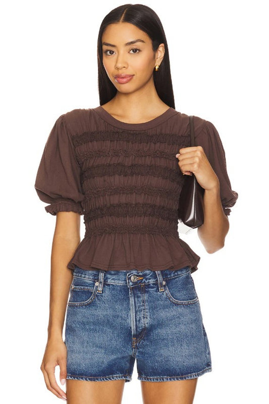 FREE PEOPLE MAXEY TOP FRENCH CHOCOLATE