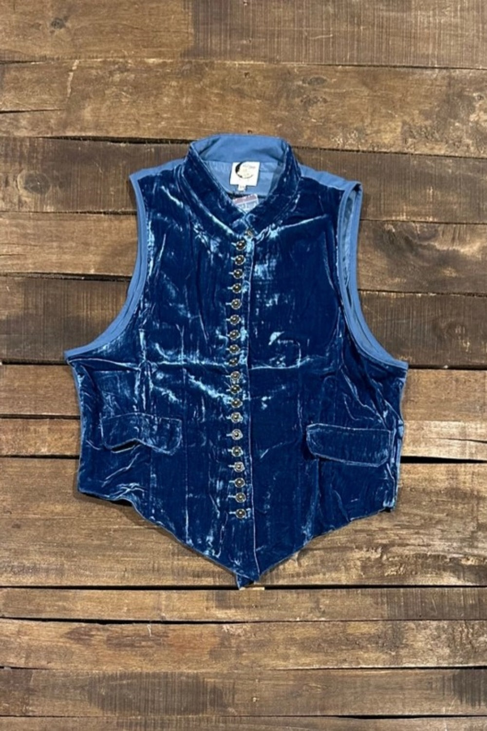 JADED GYPSY MESMERIZED VELVET VEST COBALT BLUE