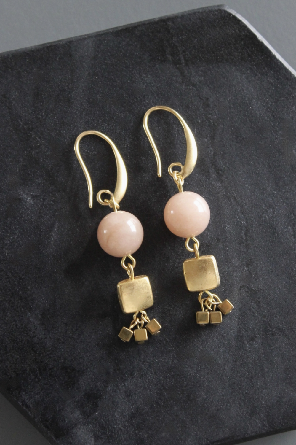 DAVID AUBREY MAUDE JADE + BRASS EARRINGS