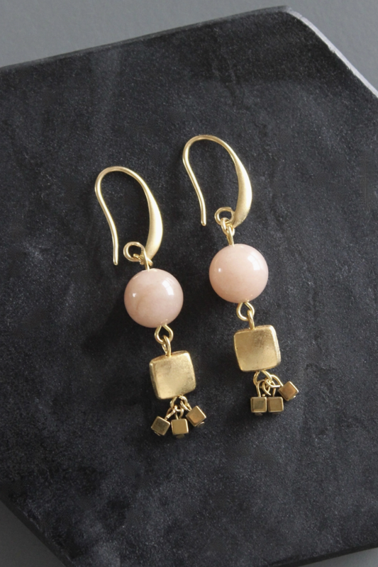 DAVID AUBREY MAUDE JADE + BRASS EARRINGS