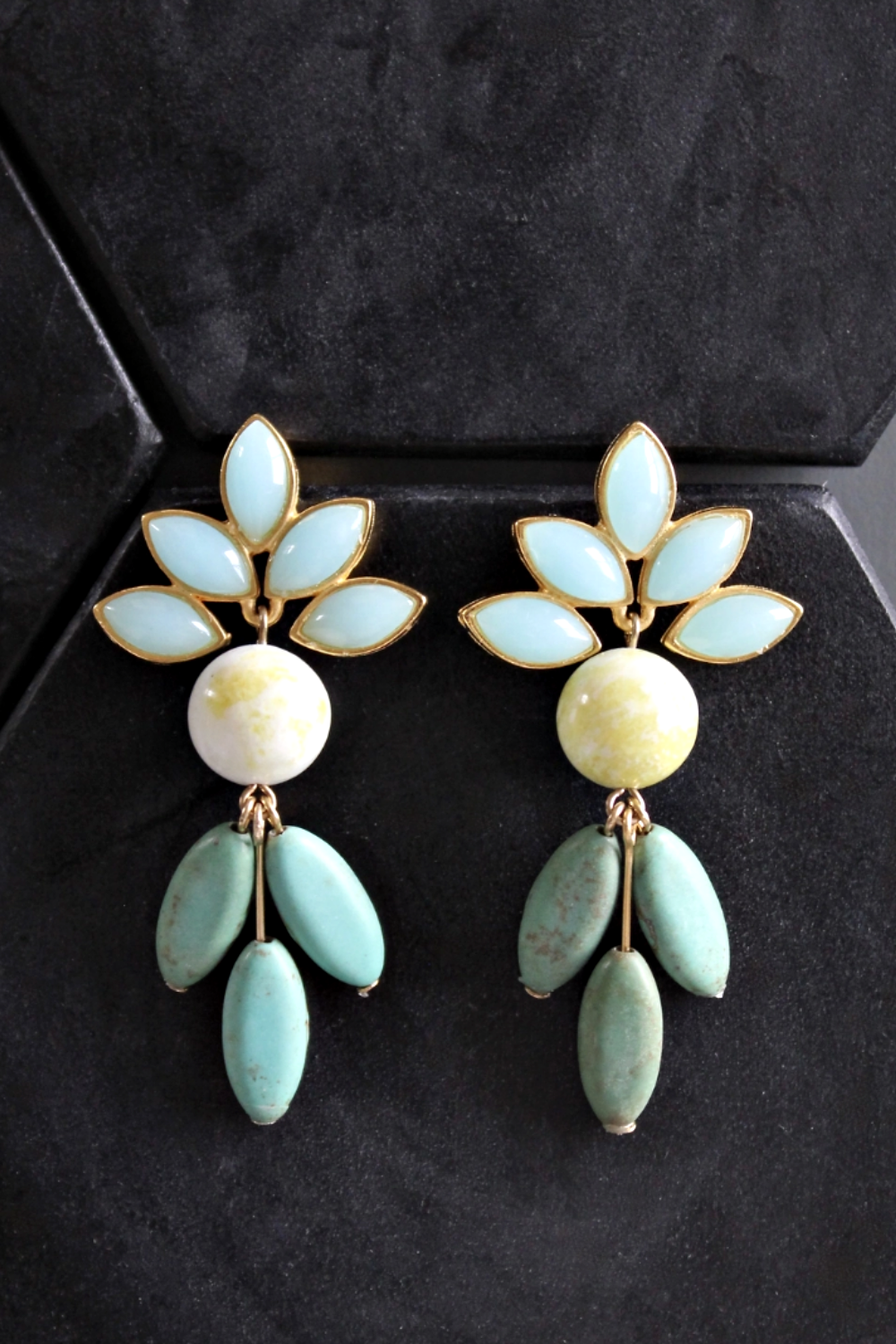 DAVID AUBREY MILA VINTAGE GLASS + TURQUOISE EARRINGS