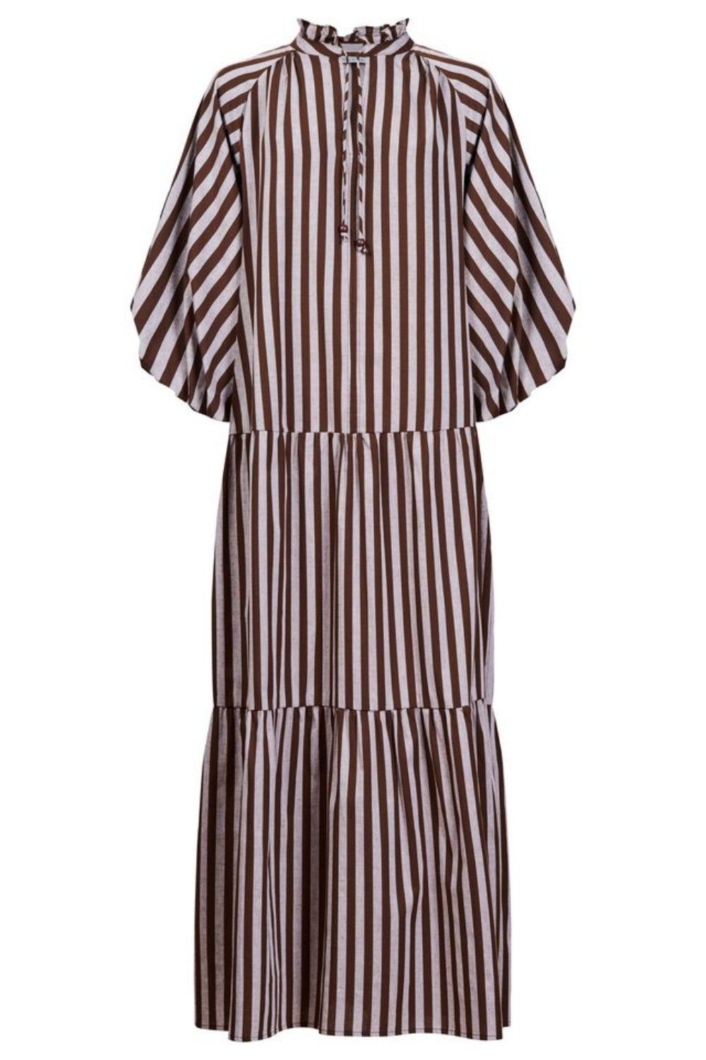 HAVEN MONTEROSA STRIPED MAXI DRESS BROWN