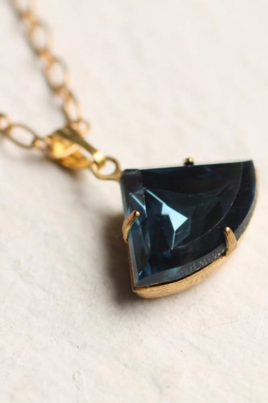 SILK PURSE SOW'S EAR NAVY BLUE ART DECO NECKLACE