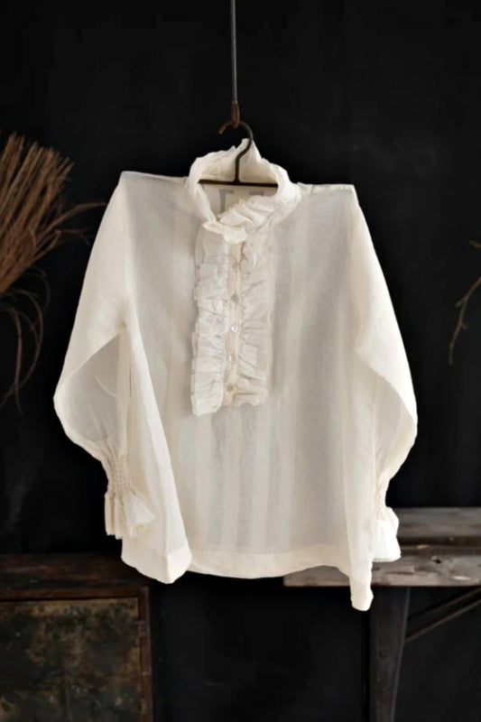 MEG BY DESIGN ODILE SILK COTTON BLOUSE CREAM