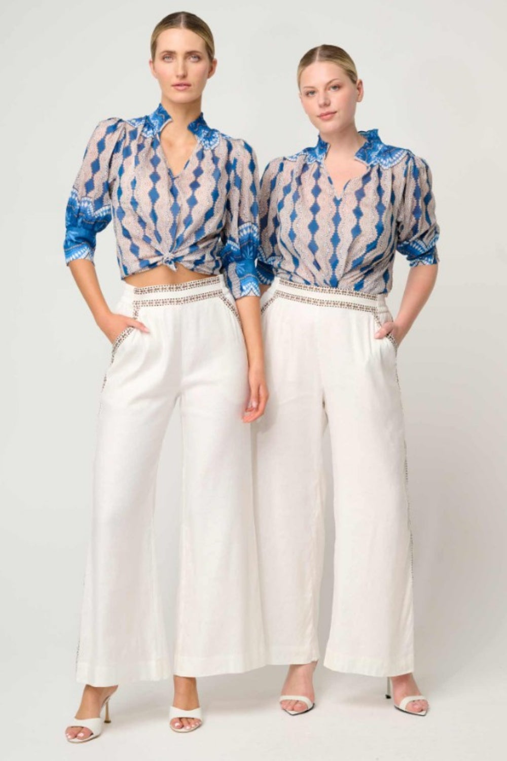 ONCE WAS OLEANDER COTTON SILK BLOUSE IN MARRAKECH TOPAZ