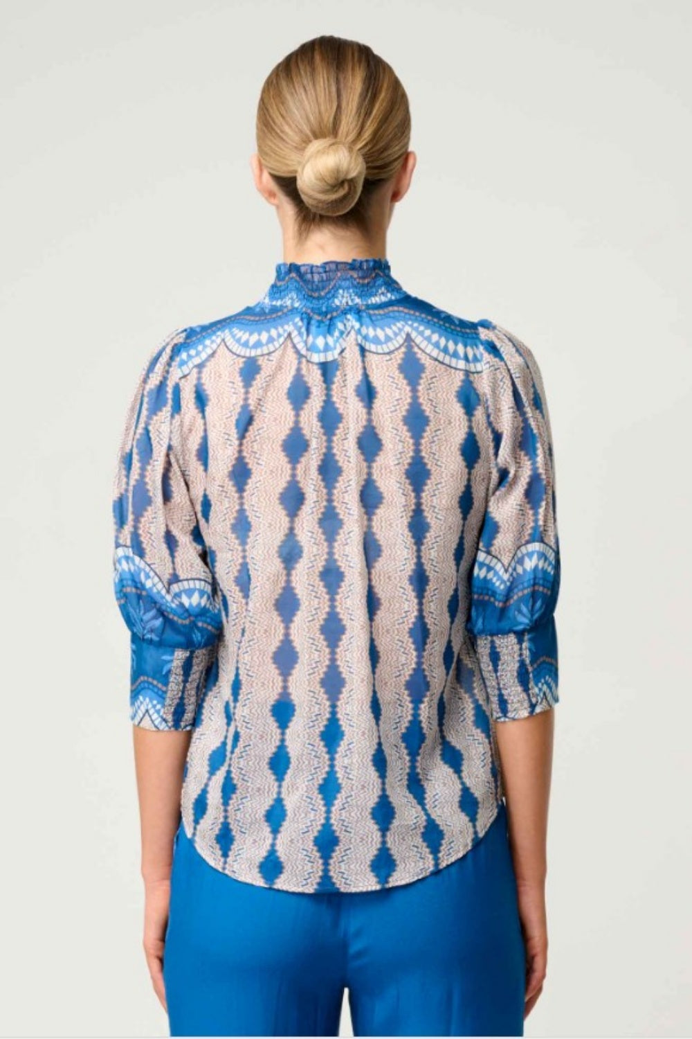 ONCE WAS OLEANDER COTTON SILK BLOUSE IN MARRAKECH TOPAZ