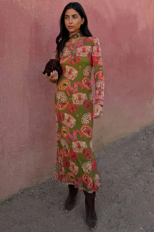 PRE-ORDER NEVER FULLY DRESSED OLIVE BUCKLES MESH DRESS