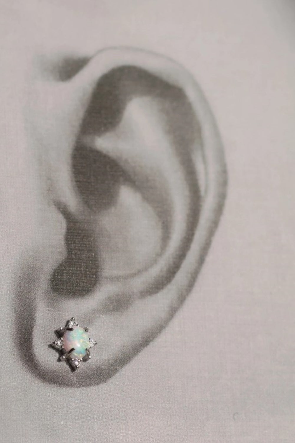 SILK PURSE SOW'S EAR OPAL OVAL SILVER STUD EARRINGS