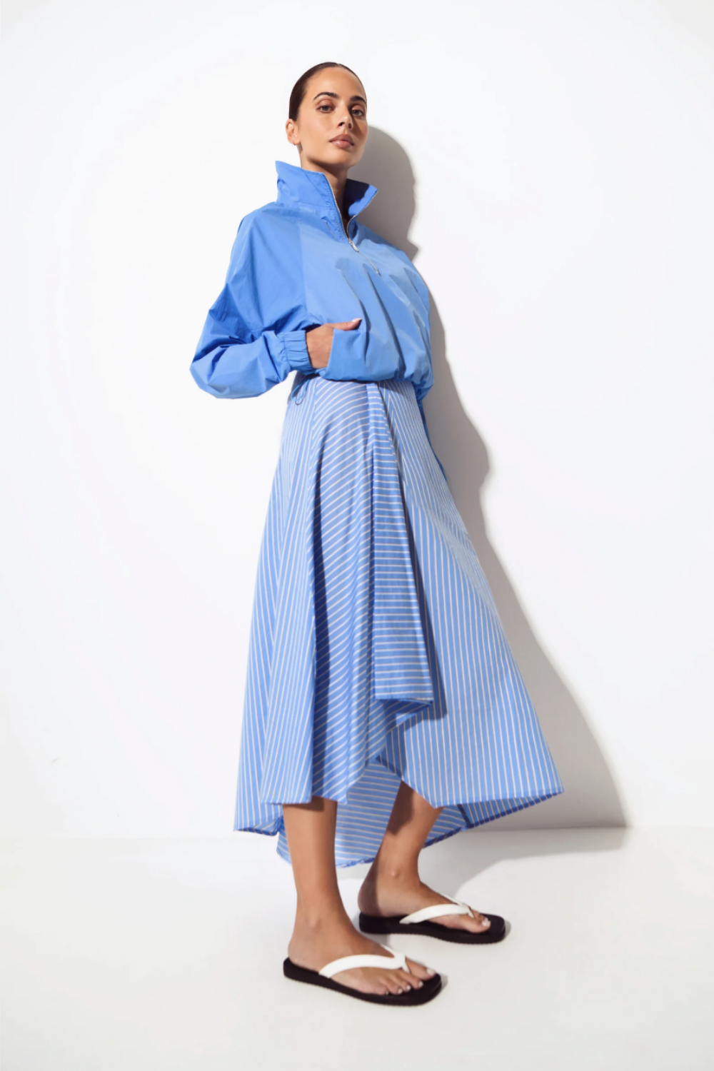 LOUNGE THE LABEL PAXOS ASYMMETRIC STRETCH COTTON SKIRT
