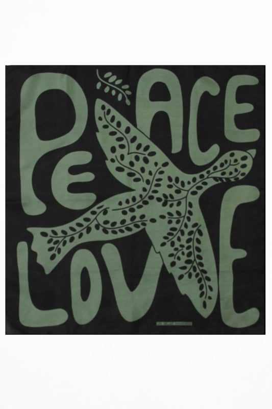 LES BELLES VAGABONDES PEACE + LOVE MINI SCARF KHAKI