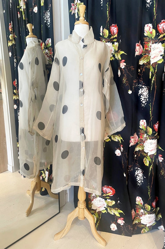 MEG BY DESIGN PIAF SILK ORGANZA COAT POLKA DOT