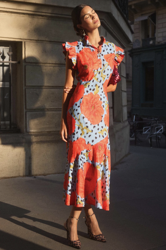 PRE-ORDER NEVER FULLY DRESSED BLUE DEER POPPY REMI DRESS