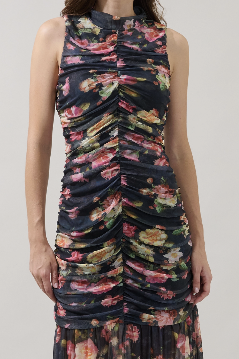 EDEN RUCHED FLORAL MAXI DRESS