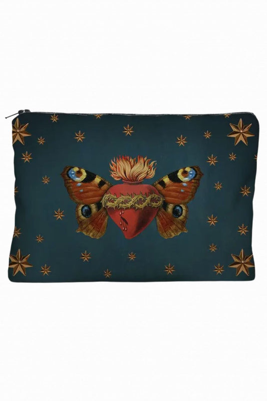 VOGLIO BENE SACRED BUTTERFLY VELVET ZIP POUCH