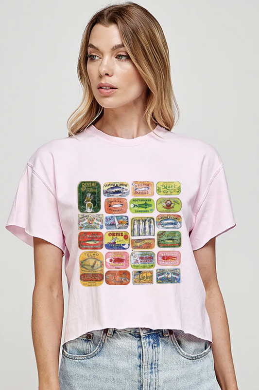 PRE-ORDER ILLUSTRATED SOCIETY SARDINES TEE BABY PINK