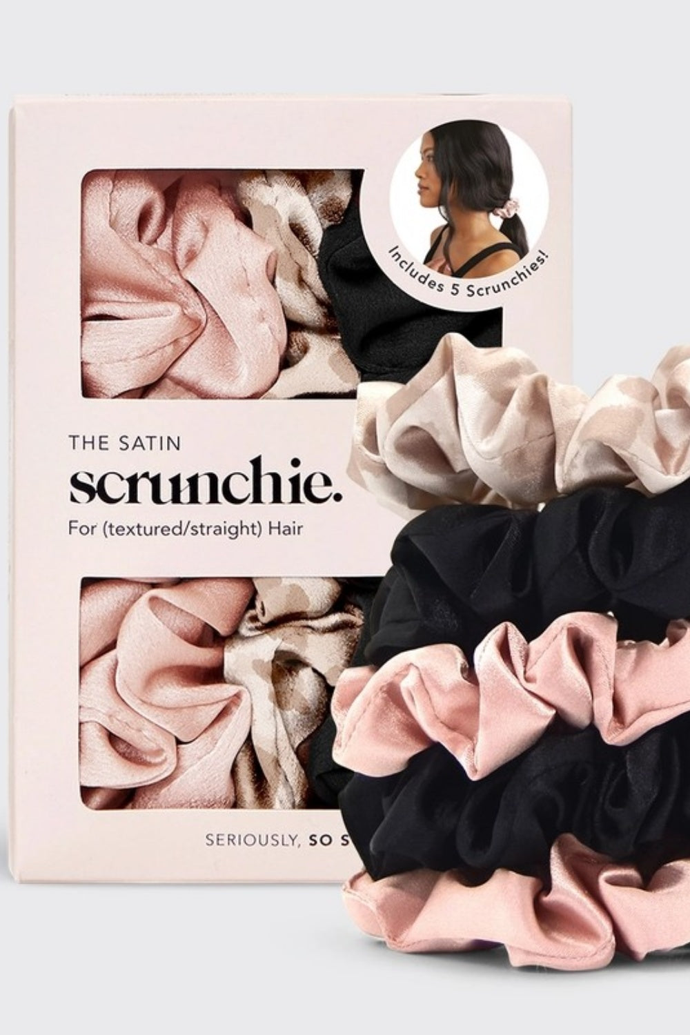 KITSCH SATIN SCRUNCHIES SET OF 5