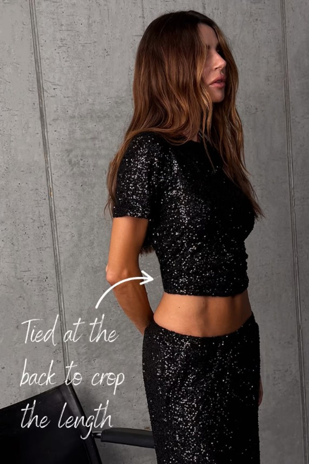 NEVER FULLY DRESSED SEQUIN TEE BLACK