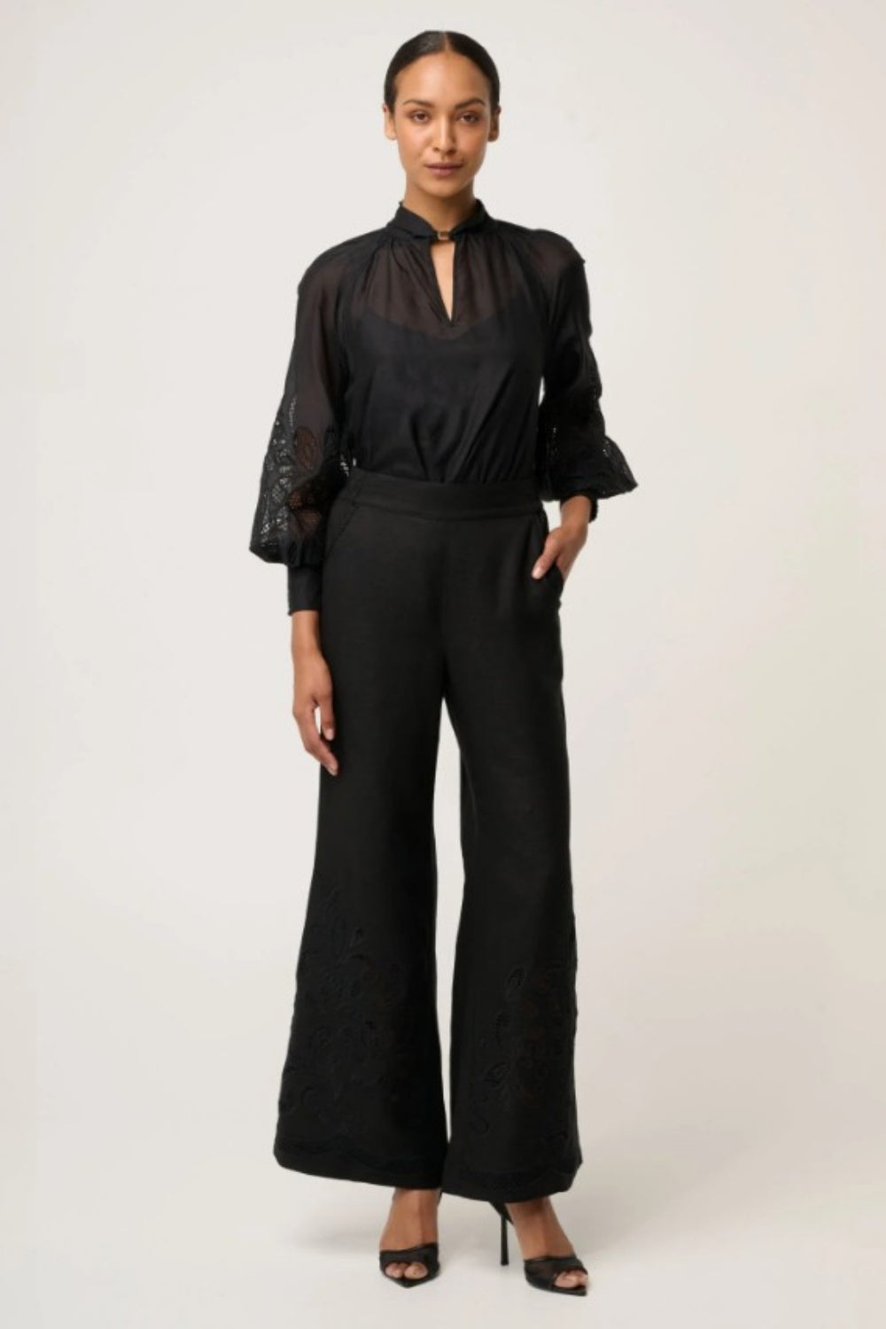 ONCE WAS COTTON SILK EMBROIDERED SIMONA BLOUSE