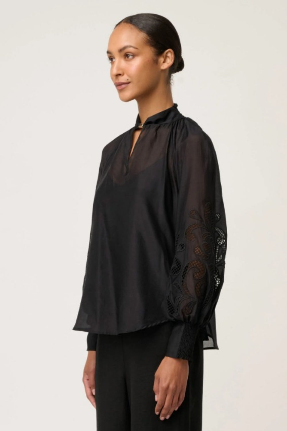 ONCE WAS COTTON SILK EMBROIDERED SIMONA BLOUSE