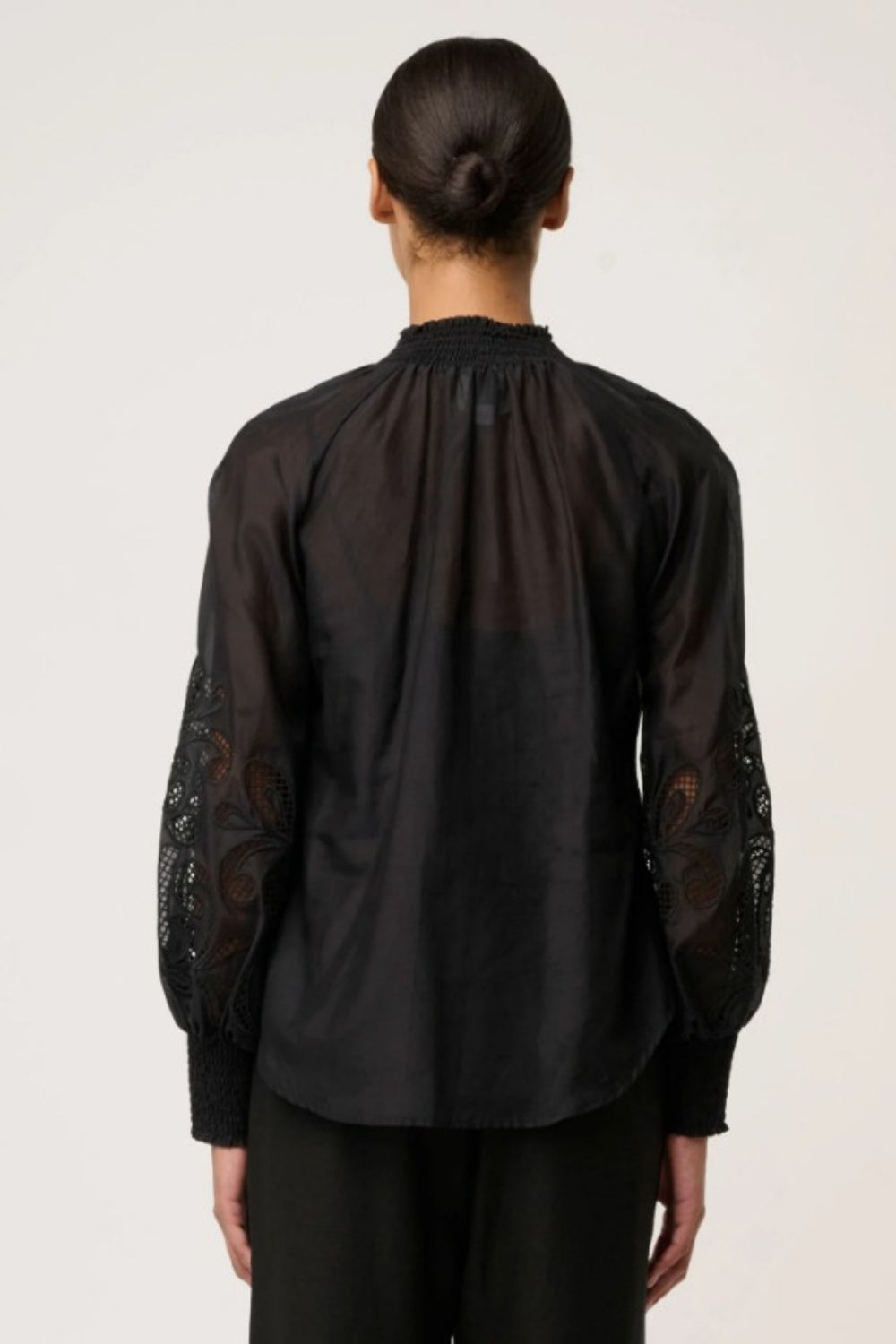 ONCE WAS COTTON SILK EMBROIDERED SIMONA BLOUSE