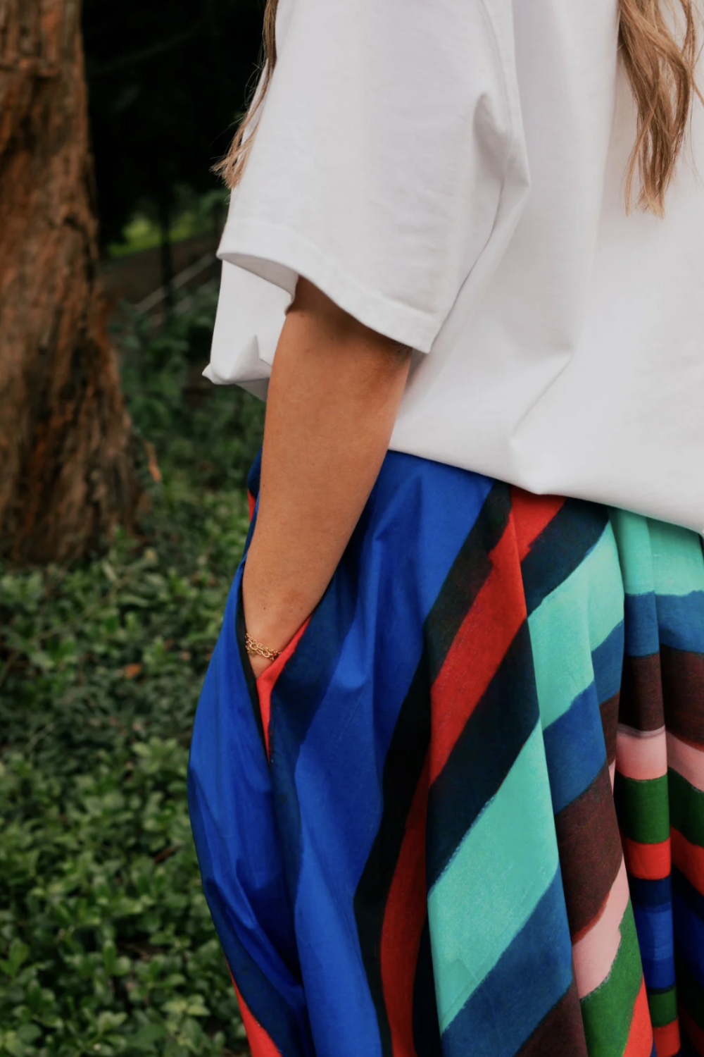 KENNEDY STRIPED CIRCULAR SKIRT
