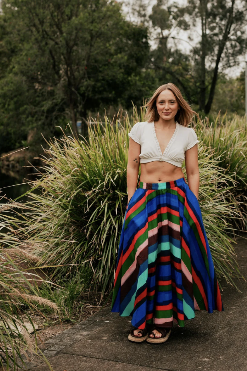 KENNEDY STRIPED CIRCULAR SKIRT