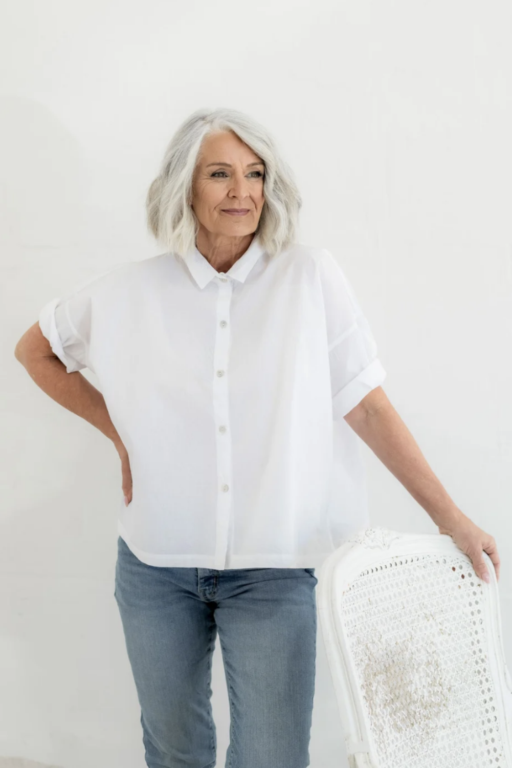 MEG BY DESIGN PAPER COTTON SORRENTO SHIRT WHITE