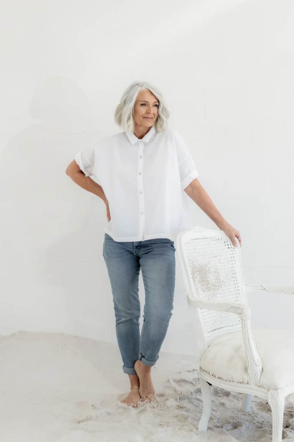 MEG BY DESIGN PAPER COTTON SORRENTO SHIRT WHITE