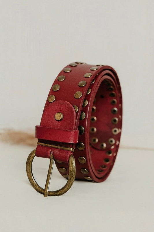 ST CLAIR STUDDED BELT RUBY TAN