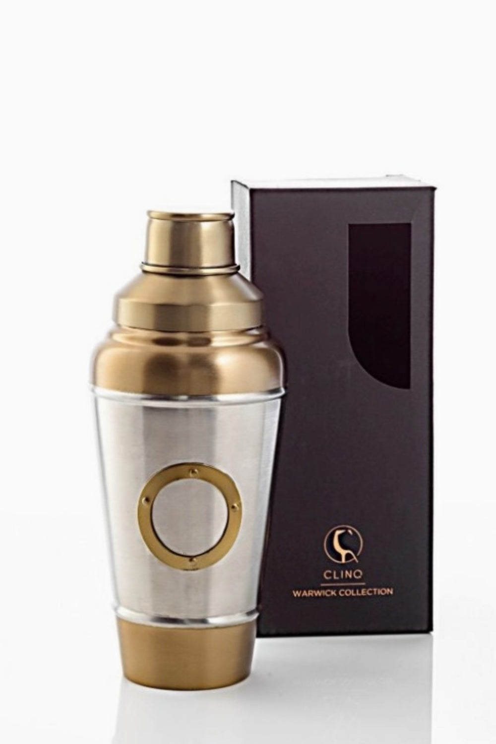 STEEL + ANTIQUE BRASS COCKTAIL SHAKER