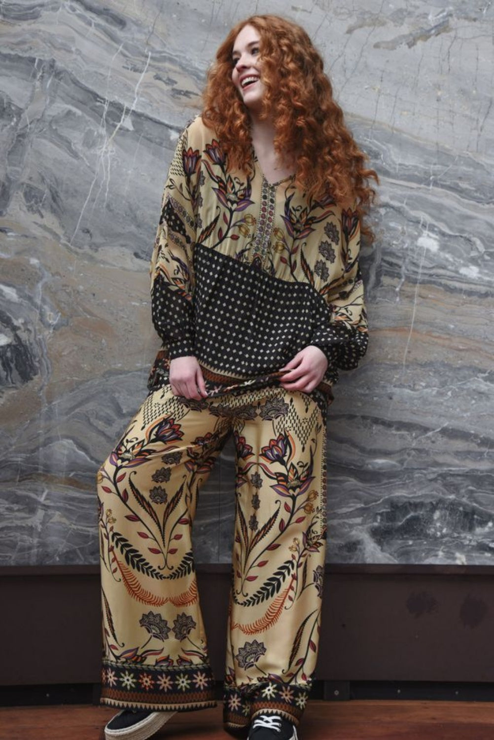 CURATE STRETCH A LEG PANT BORDER SPOT