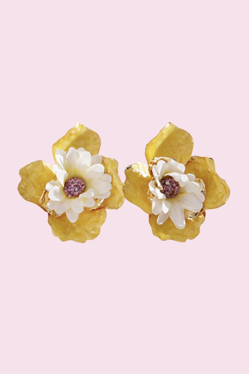SUNS UP ENAMEL EARRINGS YELLOW