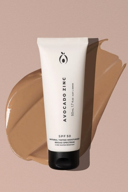 AVOCADO ZINC NATURAL TINTED MOISTURISER SPF50 MEDIUM DARK