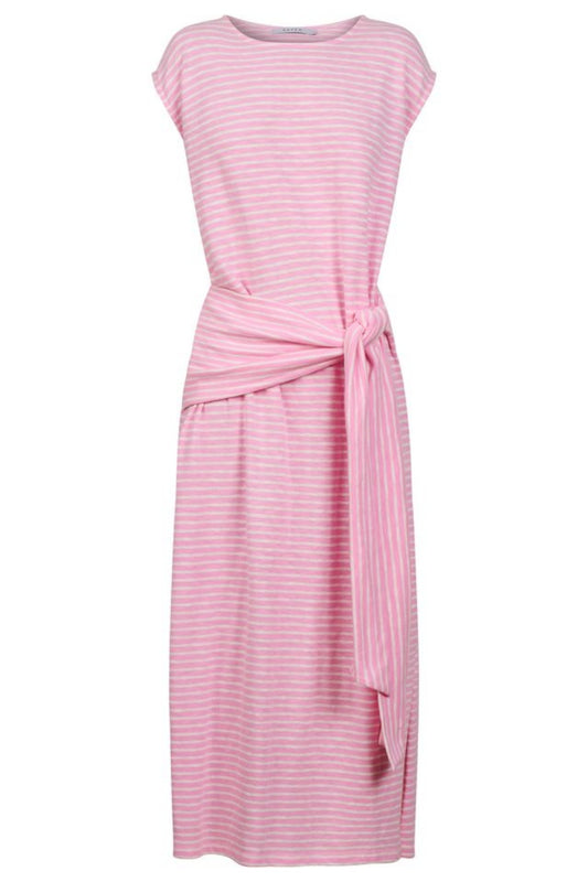 HAVEN TROPEA STRIPE TIE DRESS PINK