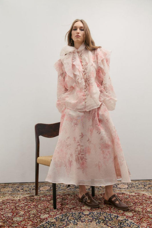 MAEVARII CHLOE MAXI SKIRT FLOATING FROST FLOWERS