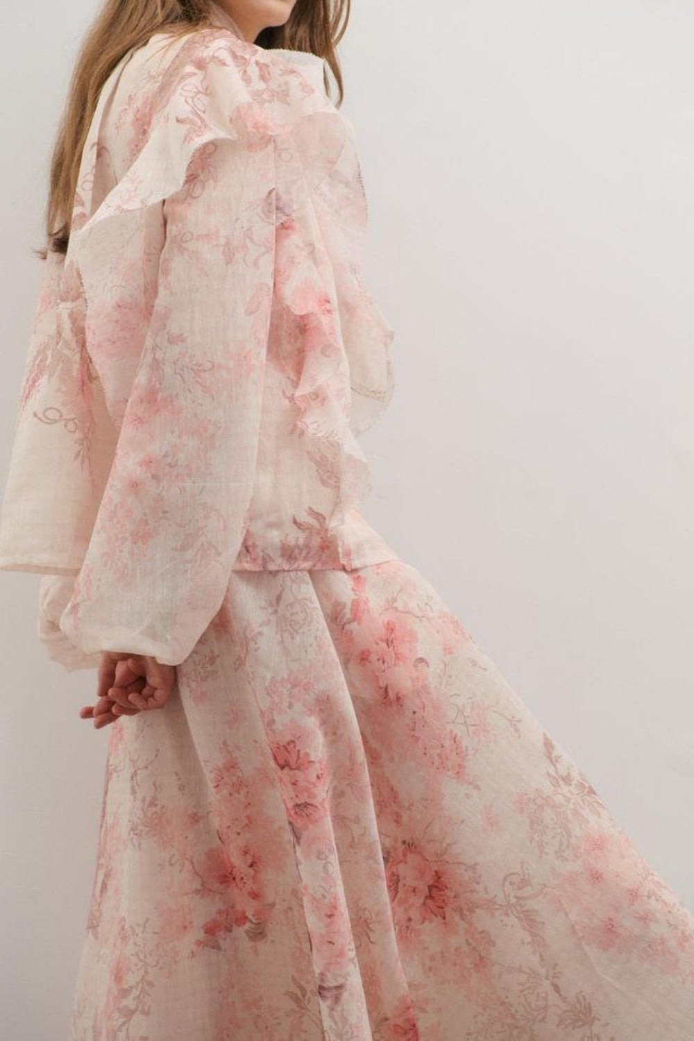 MAEVARII CHLOE MAXI SKIRT FLOATING FROST FLOWERS