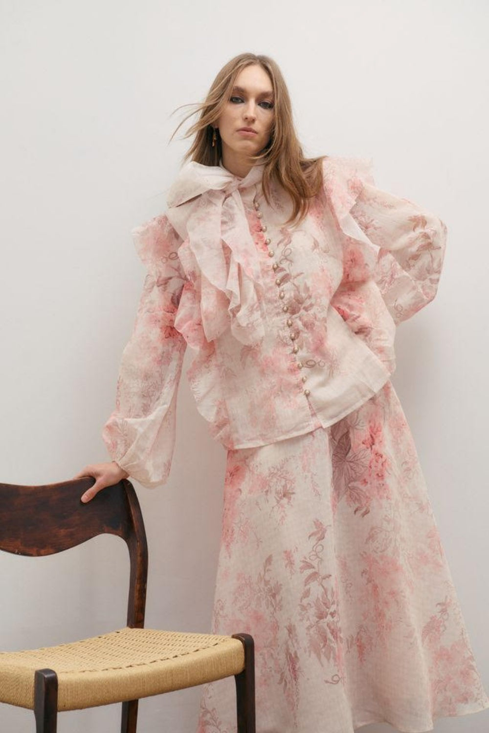 MAEVARII CHLOE MAXI SKIRT FLOATING FROST FLOWERS