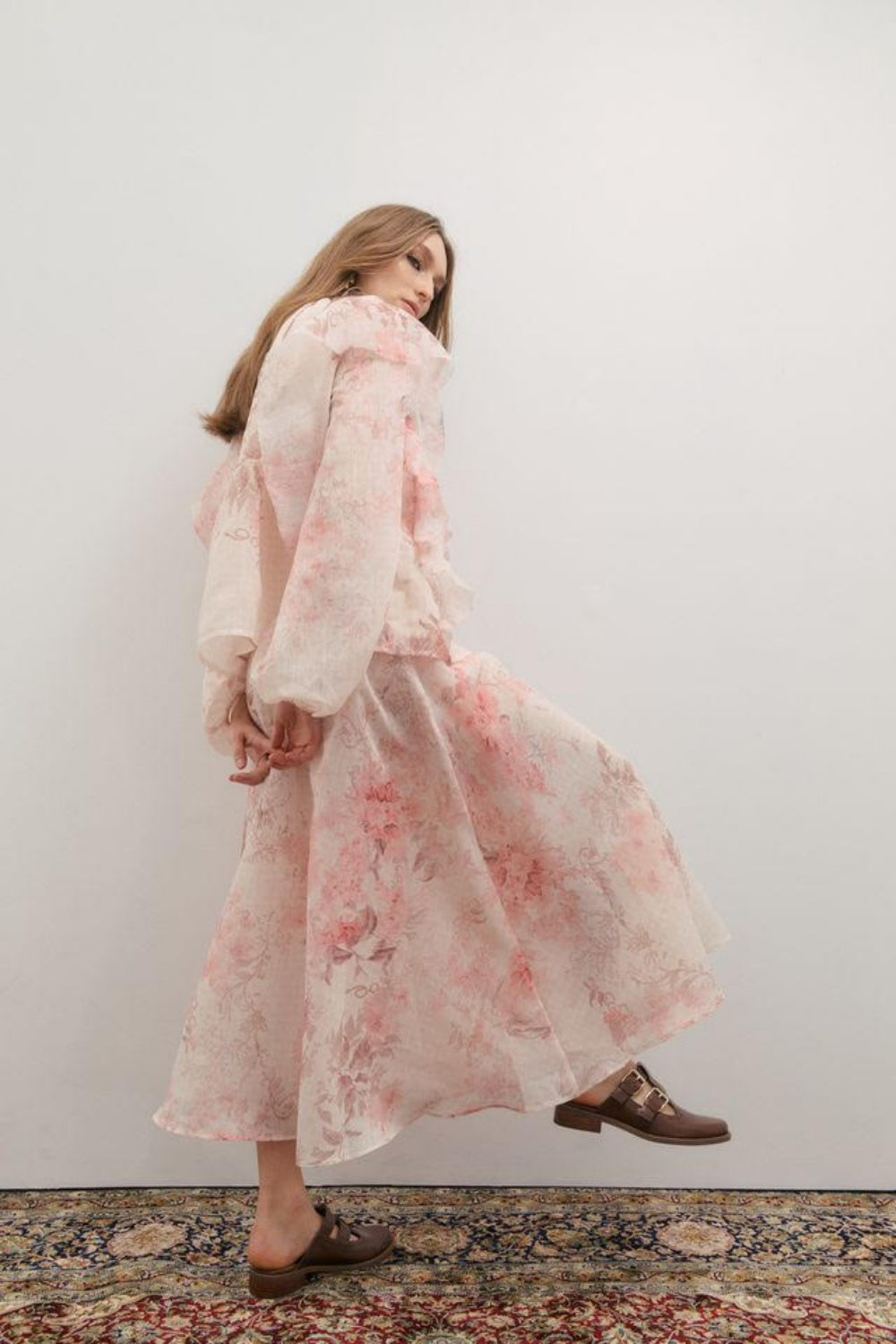 MAEVARII CHLOE MAXI SKIRT FLOATING FROST FLOWERS