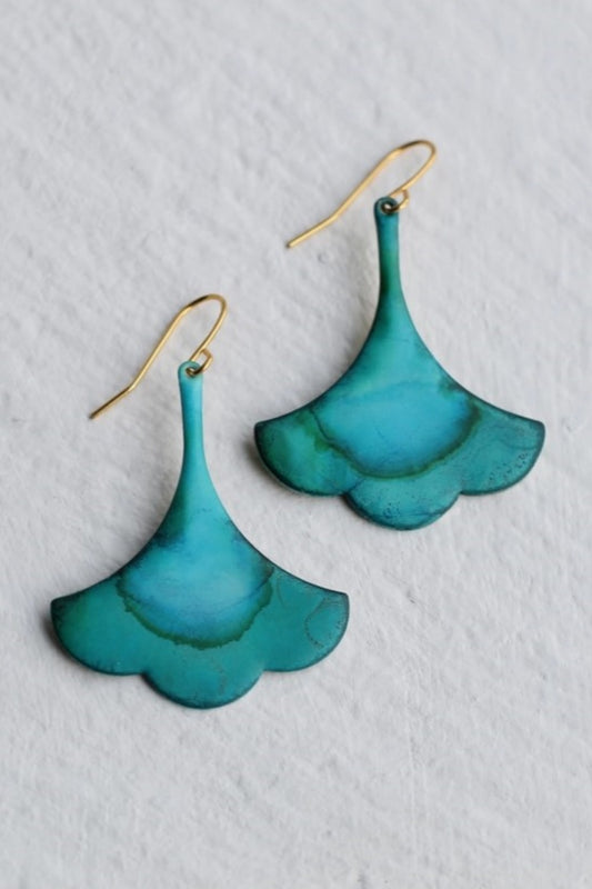 SILK PURSE SOW'S EAR VERDIGRIS TURQUOISE DROP EARRINGS