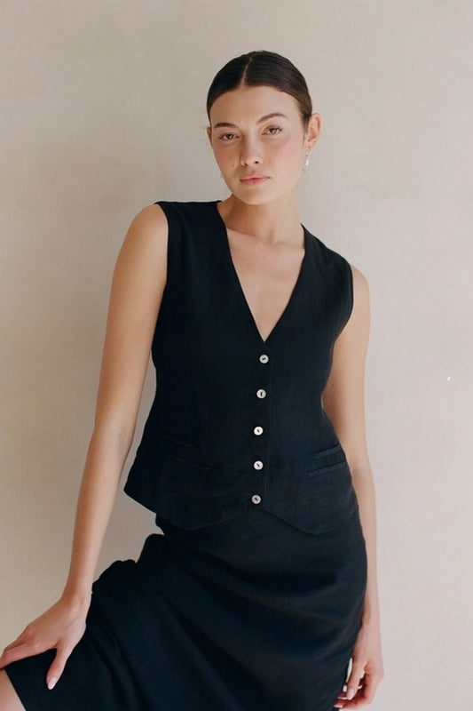 A.REN CEO LINEN VEST