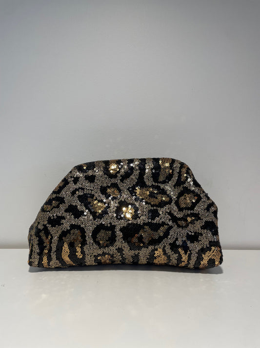 WILD CHILD SEQUIN LEOPARD CLUTCH