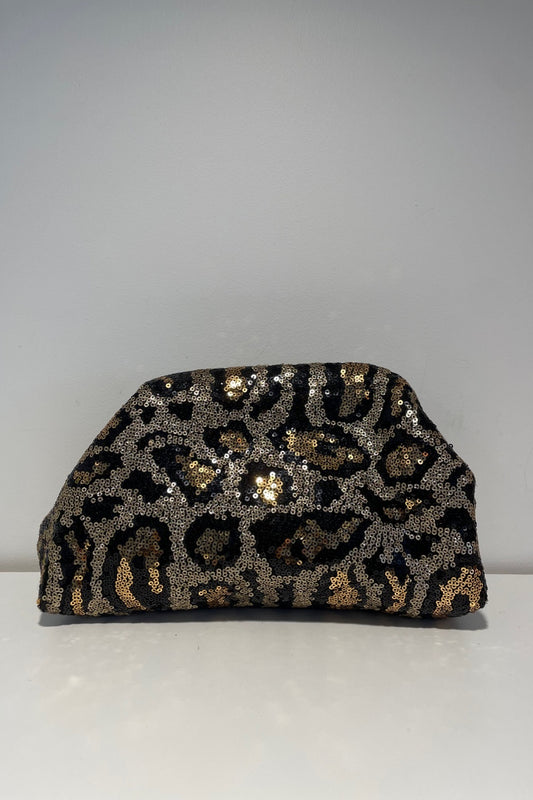 WILD CHILD SEQUIN LEOPARD CLUTCH