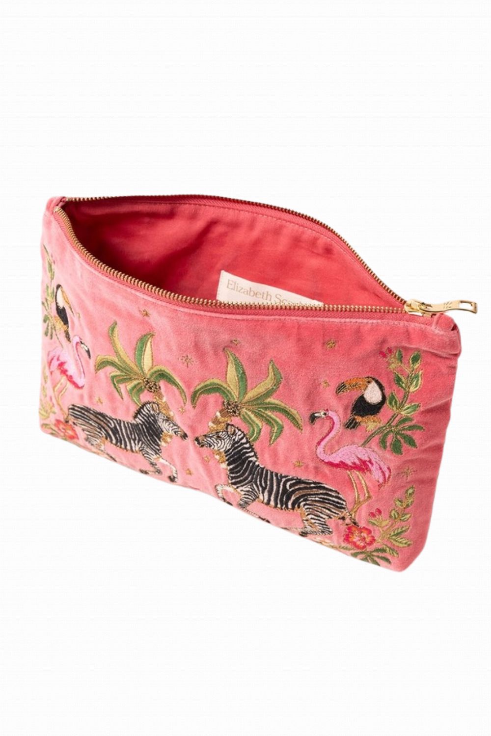 ELIZABETH SCARLETT WILD ZEBRA VELVET POUCH