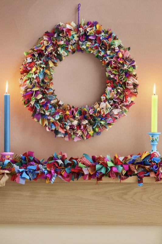 SILENT NIGHT SARI FABRIC WREATH LARGE