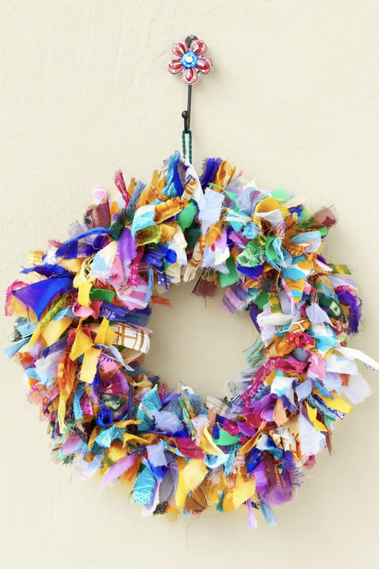 SILENT NIGHT SARI FABRIC WREATH SMALL