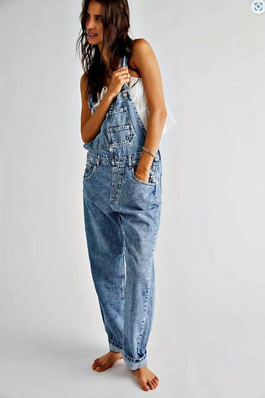 FREE PEOPLE ZIGGY DENIM OVERALL POWDER BLUE