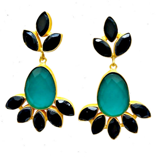 OPHELIA EARRINGS GREEN + BLACK