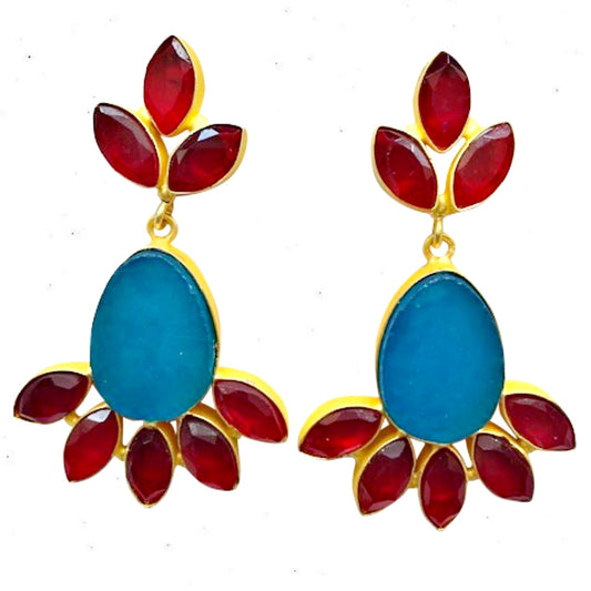OPHELIA EARRINGS TURQUOISE + RED