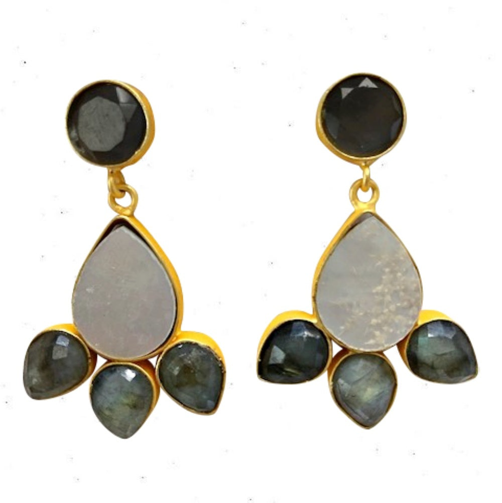 RASHIDA EARRINGS GREY + MOTHER OF PEARL