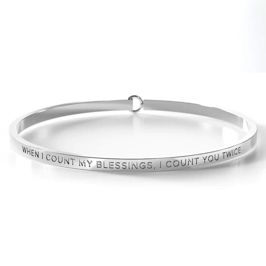 BE. BANGLES WHEN I COUNT MY BLESSINGS, I COUNT YOU TWICE BANGLE SILVER